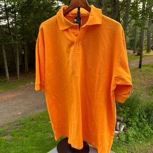 Vintage Union Line Polo Shirt Mens XL Orange Short Sleeve Made In USA 100%Cotton